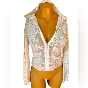Victorias Secret White Lace Zip-Up Hoodie RESERVED